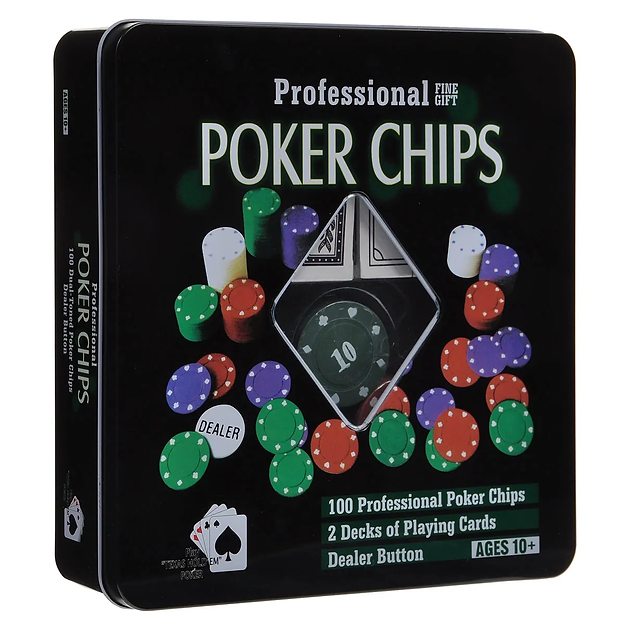 Набор для игры в покер «Бестселлер Poker Chips», 100 фишек + 2 колоды карт.